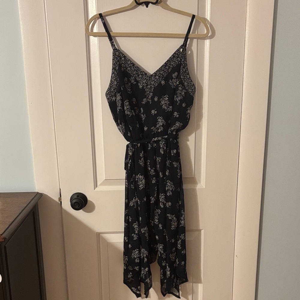 Navy and White Floral Dress
